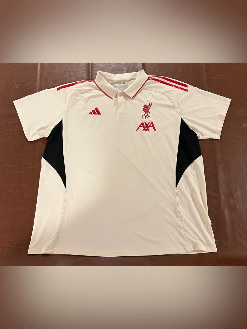 Adidas Liverpool FC Tiro 25 Competition Polo Shirt Cream JV6551 Mens Size 2XL